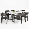 Conjunto de sala de jantar de 7 peças - com pernas de metal, 6 cadeiras de veludo cinzento - Cinza escuro