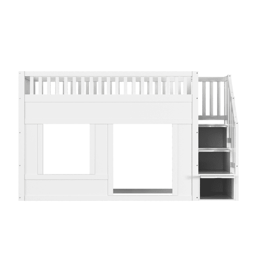 Cama infantil, beliche (90 x 200 cm), cama alta, multifuncional com armário com escada, espaço conversível na parte inferior, branca Cama infantil, beliche (90 x 200 cm), cama alta, multifuncional com armário com escada, espaço conversível na parte inferior, branca
