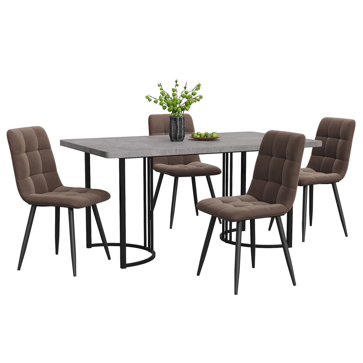 Conjunto de mesas y sillas de comedor 140x80 Marrón
