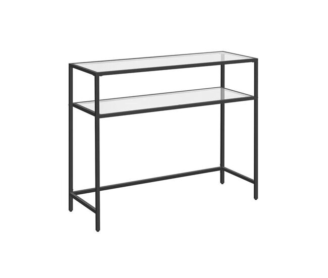 Consola de metal con 2 estantes de vidrio templado l90 cm - selia