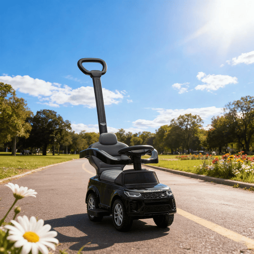 AIYAPLAY Carro Andador 2 em 1 para Crianças de 18-36 Meses Carro Andador Land Rover Discovery com Espaço de Armazenamento Buzina Volante Pega de Empurrar e Barra Removíveis 84x40x94,5 cm Preto