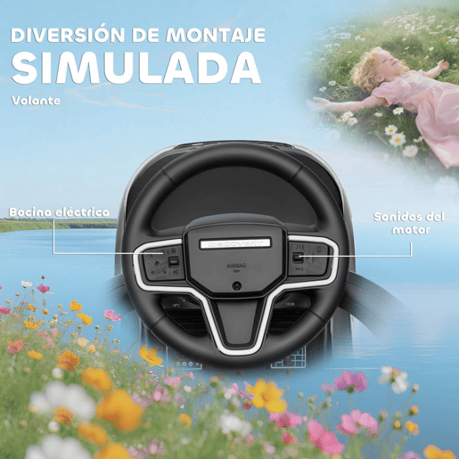 AIYAPLAY Carro Andador 2 em 1 para Crianças de 18-36 Meses Carro Andador Land Rover Discovery com Espaço de Armazenamento Buzina Volante Pega de Empurrar e Barra Removíveis 84x40x94,5 cm Preto