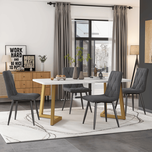 Conjunto de sala de jantar 117x68cm - Mesa retangular moderna com 4 cadeiras - Cinza Conjunto de sala de jantar 117x68cm - Mesa retangular moderna com 4 cadeiras - Cinza