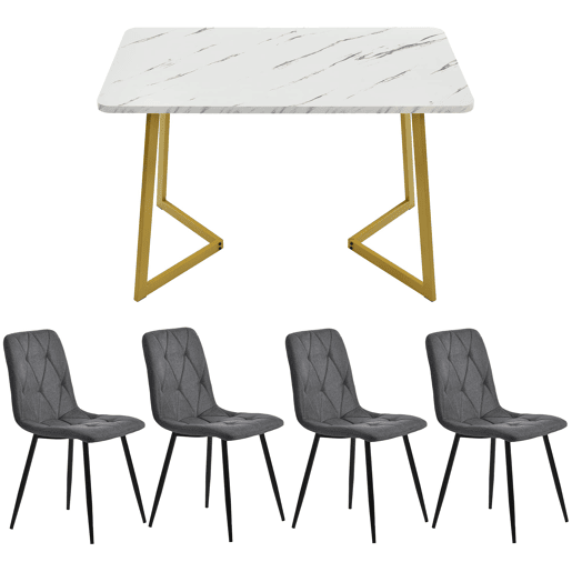 Conjunto de sala de jantar 117x68cm - Mesa retangular moderna com 4 cadeiras - Cinza Conjunto de sala de jantar 117x68cm - Mesa retangular moderna com 4 cadeiras - Cinza