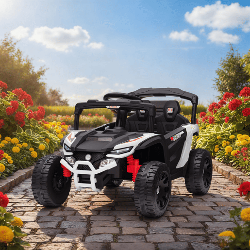 AIYAPLAY Carro Elétrico para Crianças 12V Carro a Bateria UTV com 2 Motores Controlo Remoto 2,4G Suspensão Traseira Faróis Música para Crianças acima de 3 Anos 88x57,5x55,5 cm Branco