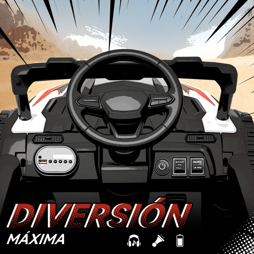 AIYAPLAY Carro Elétrico para Crianças 12V Carro a Bateria UTV com 2 Motores Controlo Remoto 2,4G Suspensão Traseira Faróis Música para Crianças acima de 3 Anos 88x57,5x55,5 cm Branco
