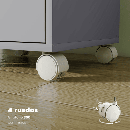 HOMCOM Bloco de Gavetas Móvel Arquivador com 6 Gavetas Suporte para Impressora com Rodas Guias Deslizantes Silenciosas para Escritório Casa 40x35x63 cm Cinzento