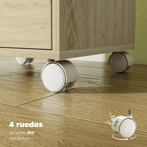 HOMCOM Bloco de Gavetas Móvel Arquivador com 6 Gavetas Suporte para Impressora com Rodas Guias Deslizantes Silenciosas para Escritório Casa 40x35x63 cm Madeira