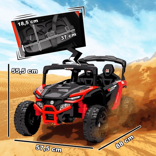 AIYAPLAY Carro Elétrico para Crianças 12V Carro a Bateria UTV com 2 Motores Controlo Remoto 2,4G Suspensão Traseira Faróis Música para Crianças acima de 3 Anos 88x57,5x55,5 cm Vermelho