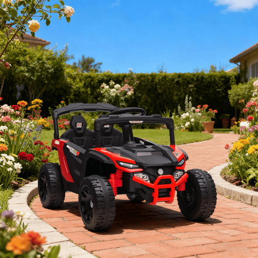 AIYAPLAY Carro Elétrico para Crianças 12V Carro a Bateria UTV com 2 Motores Controlo Remoto 2,4G Suspensão Traseira Faróis Música para Crianças acima de 3 Anos 88x57,5x55,5 cm Vermelho