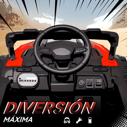 AIYAPLAY Carro Elétrico para Crianças 12V Carro a Bateria UTV com 2 Motores Controlo Remoto 2,4G Suspensão Traseira Faróis Música para Crianças acima de 3 Anos 88x57,5x55,5 cm Vermelho