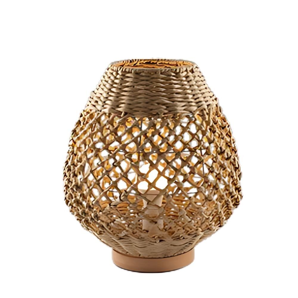 Lampara sobremesa fibras naturales color beige serie yaiza 31cm