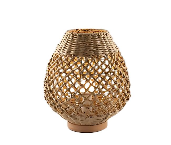 Lampara sobremesa fibras naturales color beige serie yaiza 31cm