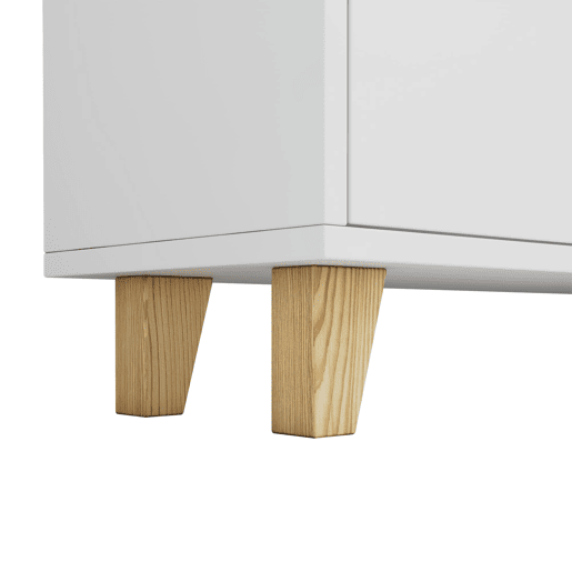 Estante 80x30x173 cm - Com pés em madeira maciça, várias prateleiras, portas duplas, luz LED com mudança de cor, comando à distância - Branca