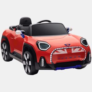 AIYAPLAY Carro Elétrico para Crianças acima de 3 Anos MINI Concept Aceman Carro a Bateria 12V com Bluetooth Controlo Remoto 2,4G Motor Duplo Suspensão Traseira Faróis Música USB 109x63x46 cm Vermelho