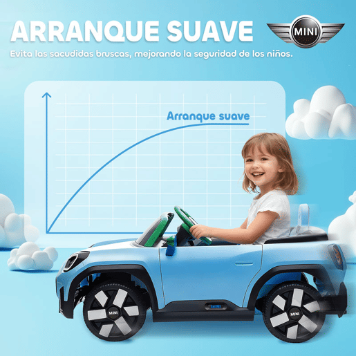 AIYAPLAY Carro Elétrico para Crianças acima de 3 Anos MINI Concept Aceman Carro a Bateria 12V com Bluetooth Controlo Remoto 2,4G Motor Duplo Suspensão Traseira Faróis Música USB 109x63x46 cm Azul