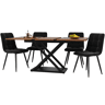 Conjunto de sala de jantar de 5 peças 160×80×75 cm - mesa extensível com 4 cadeiras de veludo preto
