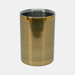 Tampa de garrafa em aço inoxidável com parede dupla Ø12x18cm, design dourado