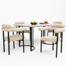 Conjunto de sala de jantar de 5 peças - pernas metálicas de design - 4 cadeiras estofadas em couro bege