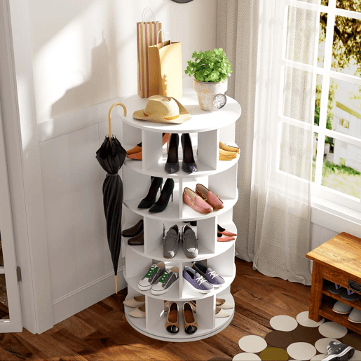 Estante para sapatos 115x60 cm - Ângulo giratório, 5 níveis - Branco