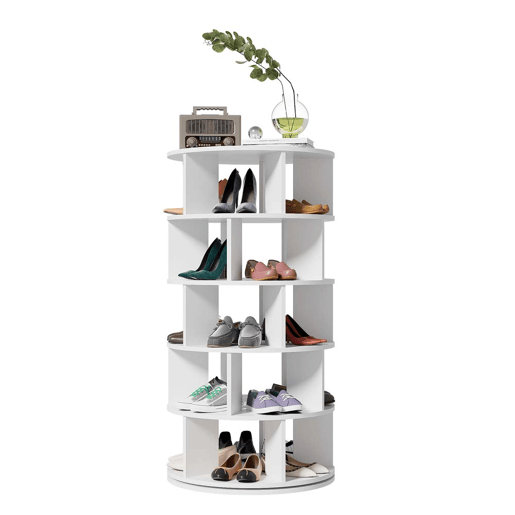 Estante para sapatos 115x60 cm - Ângulo giratório, 5 níveis - Branco