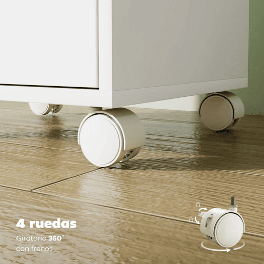 HOMCOM Bloco de Gavetas Móvel Arquivador com 6 Gavetas Suporte para Impressora com Rodas Guias Deslizantes Silenciosas para Escritório Casa 40x35x63 cm Branco