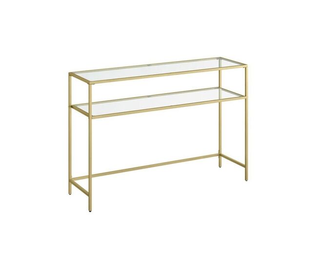 Consola de metal con 2 estantes de vidrio templado l90 cm - selia