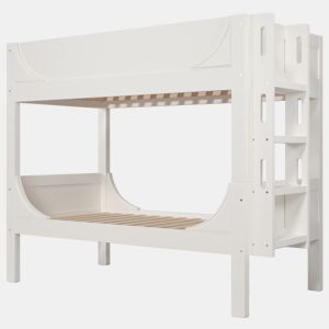 Cama beliche separável 90x200 cm - Escada flexível, design tipo trenó, branco