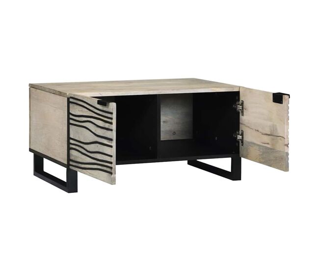 Mesa de café beige y negro 80 x 50 x 40 cm