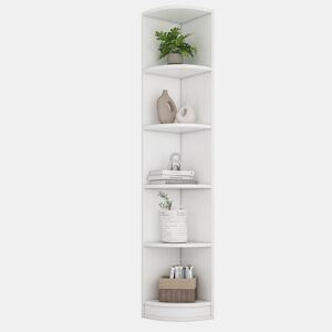 Estante de canto com 5 prateleiras - design simples, alta capacidade de carga - branco