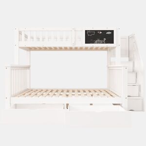 Cama beliche infantil 90x200+140x200 - multifuncional com mesa e gavetas - branca