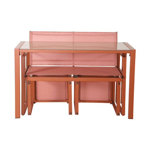 Mesa de jardim embutida em aço e textilene, 4 assentos, Tavena, Terracota, 125x59.5x74 cm