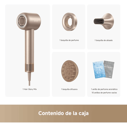 Secador de Cabelo Dreame Glory Mix 1600W Iónico, 3 Bicos Magnéticos, Dourado