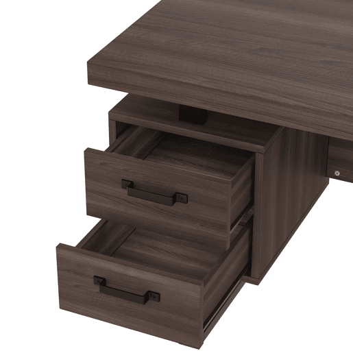 Secretária simples 135 x 54 cm - MDF e aço, gaveta silenciosa, gaveta para pastas, resistente à água - Castanho