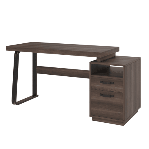 Secretária moderna 135x54 cm - design minimalista, com arrumação multifuncional - Castanho