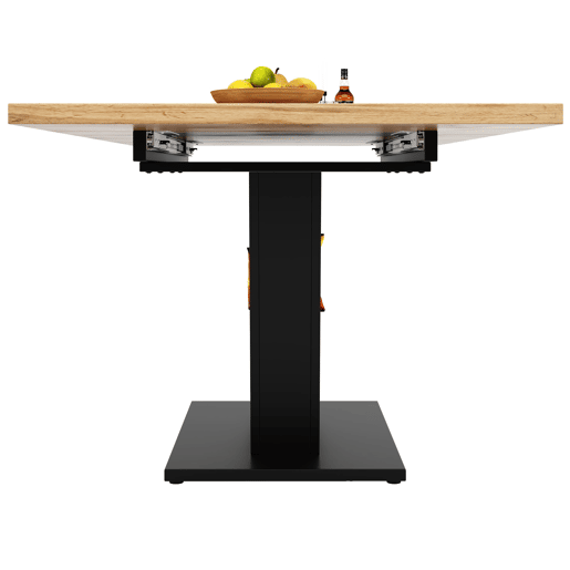 Conjunto de sala de jantar extensível 118-157x70 cm - 4 cadeiras, mesa com pernas em V - Preto, Natural