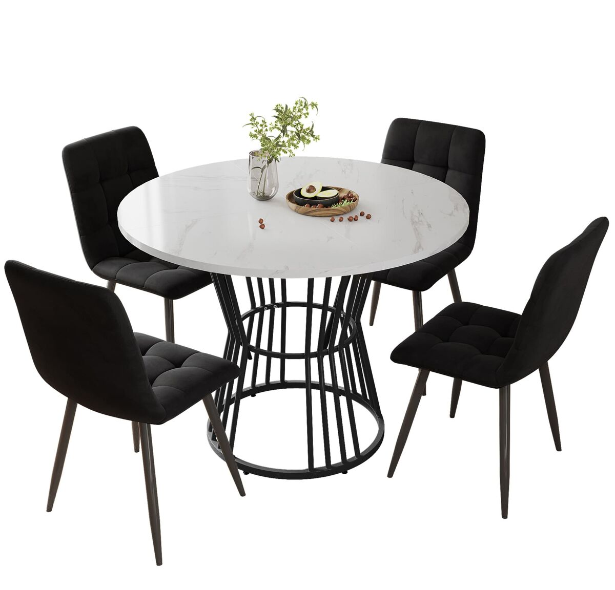 Conjunto de mesas y sillas de comedor 100x100 Negro