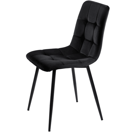 Conjunto de sala de jantar de 5 peças - Mesa redonda de 100 cm - Estrutura metálica preta - Cadeiras de veludo preto
