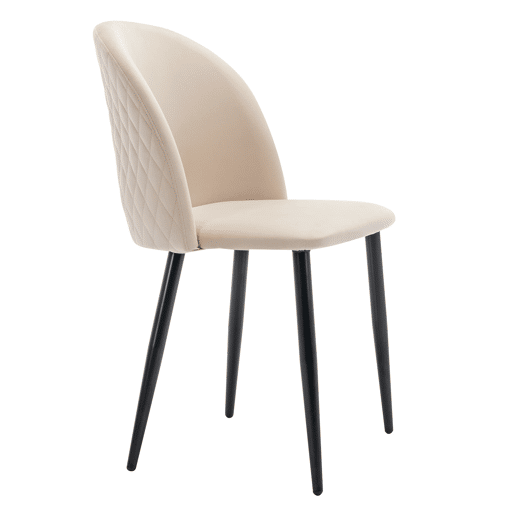Conjunto de sala de jantar 117x68 cm - Mesa retangular com 4 cadeiras - Cadeiras de veludo bege - Pernas pretas