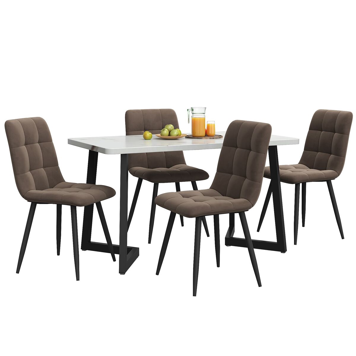 Conjunto de mesas y sillas de comedor 117x68 Marrón