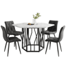 Conjunto de sala de jantar de 5 peças - Mesa de jantar hexagonal em mármore + 4 cadeiras em veludo cinzento - Preto