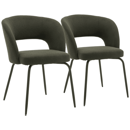 Conjunto de 2 cadeiras FLAVIA em tecido loop verde Conjunto de 2 cadeiras FLAVIA em tecido loop verde