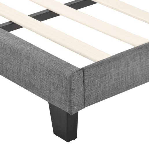 Cama estofada moderna 90x200 cm - Cabeceira acolchoada, com estrado, linho cinzento, firmeza média