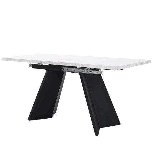 Conjunto de sala de jantar de 5 peças 160x80 cm - Mesa extensível com 4 cadeiras de veludo cinza - Preto e branco
