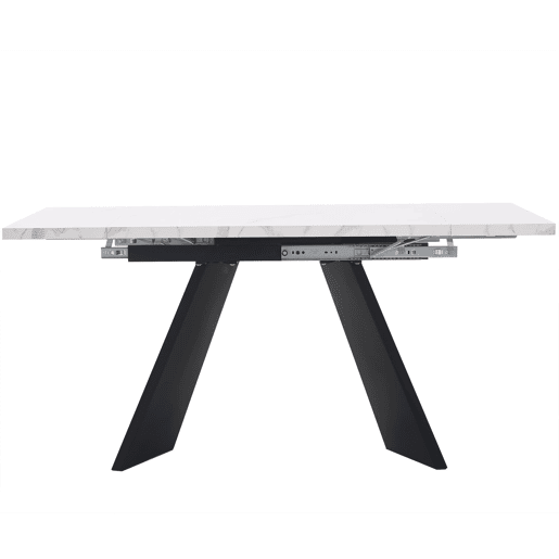 Conjunto de sala de jantar de 5 peças 160x80 cm - Mesa extensível com 4 cadeiras de veludo cinza - Preto e branco