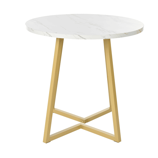 Conjunto de sala de jantar de 5 peças 80 cm - Mesa redonda com pernas metálicas douradas, cadeiras de veludo preto
