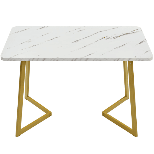 Conjunto de sala de jantar 117 cm - Mesa retangular com 4 cadeiras, Cadeiras de veludo cinza, Pernas douradas