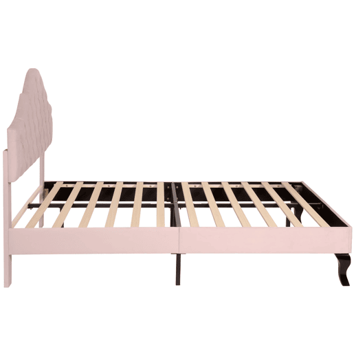 Cama estofada 140x200 - com cabeceira ajustável, suporte de ripas, rosa
