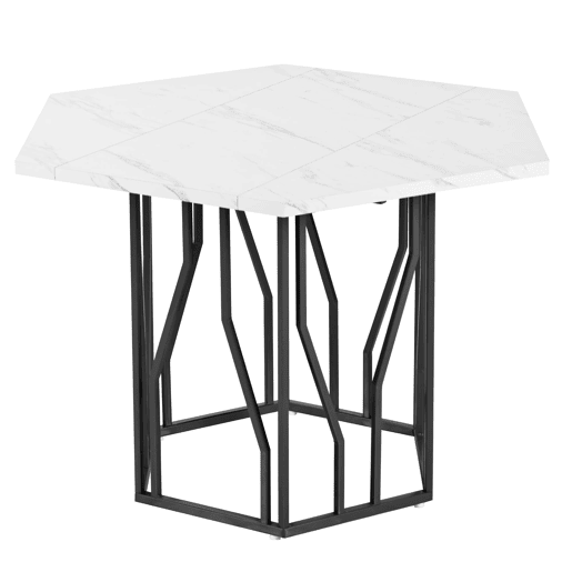 Conjunto de sala de jantar de 5 peças - Mesa de jantar hexagonal em mármore + 4 cadeiras em veludo preto - Preto