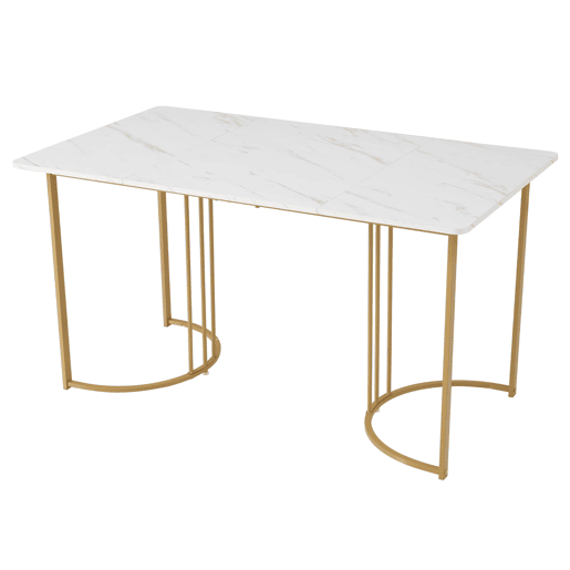 Conjunto de sala de jantar 140x80cm - Mesa de cozinha com 4 cadeiras - Pernas metálicas douradas